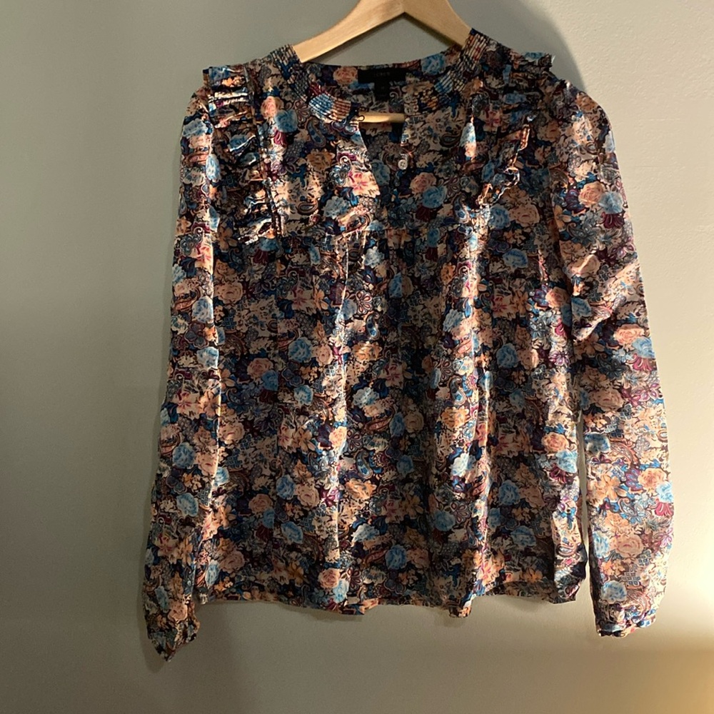 🍋🍋J. CREW | sz M Esperanza silk blend floral top